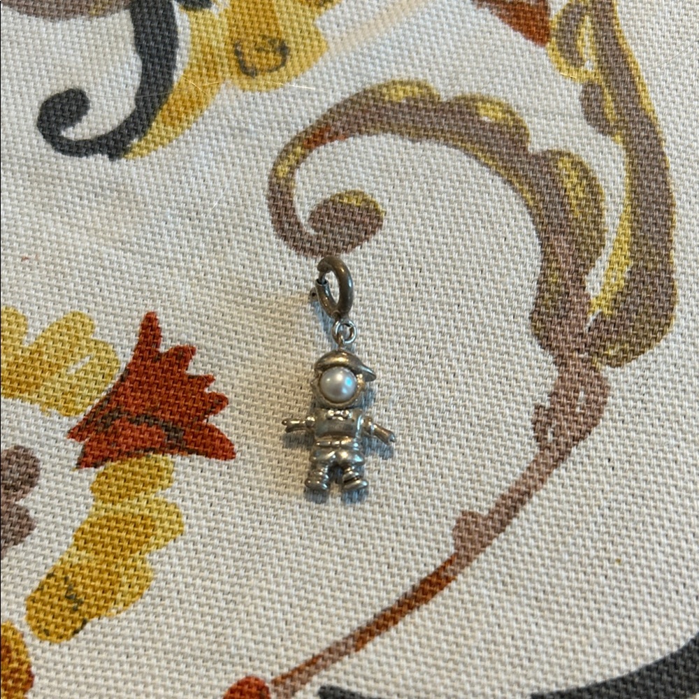 Silver Little Boy Charm with Pearl Accent